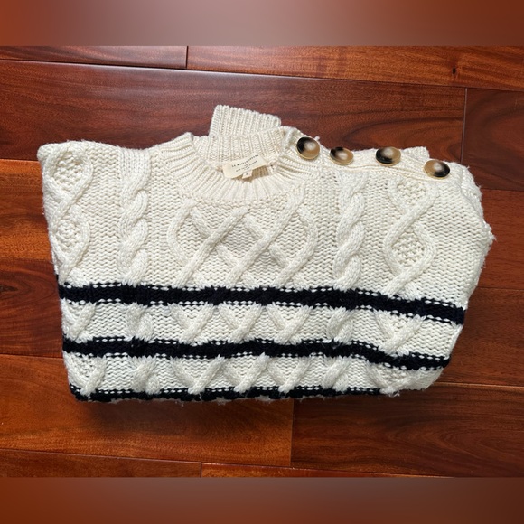 SEZANE James Jumper stripes Ecru/Navy | Size M | with FREE Sezane hair scrunchie - Picture 6 of 12